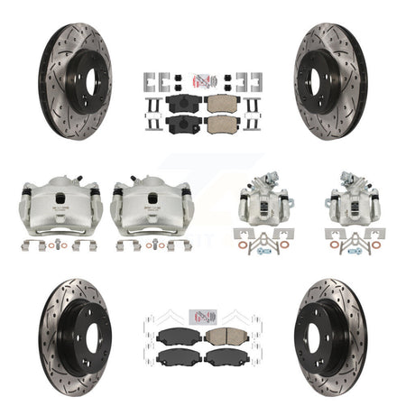Front Rear Brake Coated Caliper Drill Slot Rotors Ceramic Pad Kit (10Pc) For Honda Civic KCD-101138N