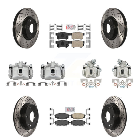 Front Rear Brake Coated Caliper Drill Slot Rotors Ceramic Pad Kit (10Pc) For Honda Civic KCD-101151N