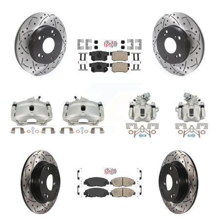 Front Rear Brake Coated Caliper Drill Slot Rotors Ceramic Pad Kit (10Pc) For Honda Civic KCD-101152N