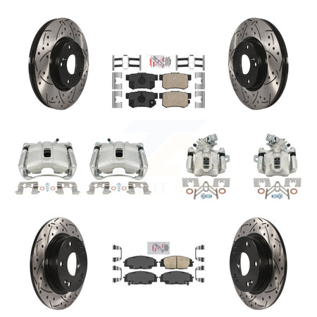 Front Rear Brake Caliper Drill Slotted Rotor Ceramic Pad Kit (10Pc) For Acura CSX Type-S KCD-101157N