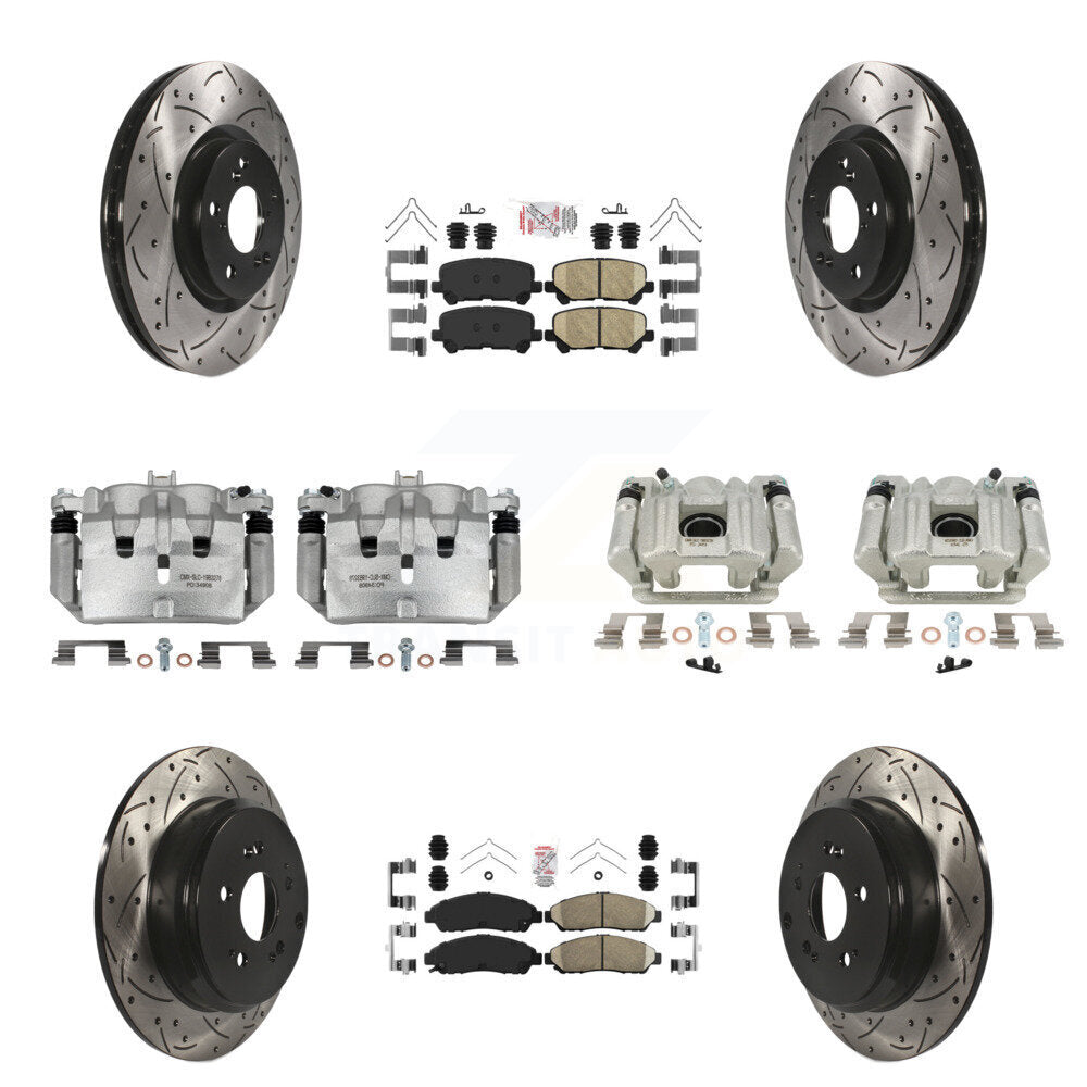 Front Rear Brake Coat Caliper Drill Slot Rotors Ceramic Pad Kit (10Pc) For Acura MDX ZDX KCD-101159N