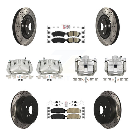 Front Rear Brake Caliper Drill Slot Rotor Ceramic Pad Kit (10Pc) For Toyota Sienna Lexus KCD-101185N