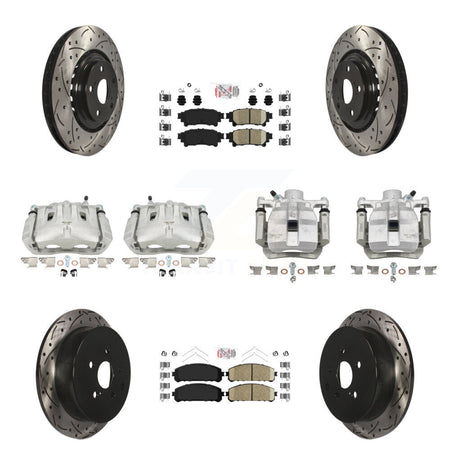 Front Rear Brake Caliper Drill Slot Rotor Ceramic Pad Kit (10Pc) For Toyota Sienna Lexus KCD-101186N