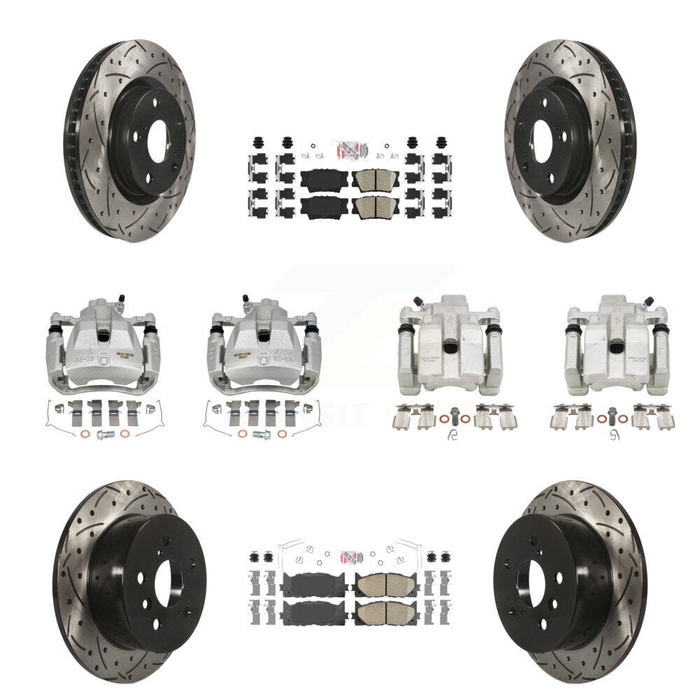 Front Rear Brake Caliper Drill Slot Rotors Ceramic Pad Kit (10Pc) For Toyota Camry Lexus KCD-101200N