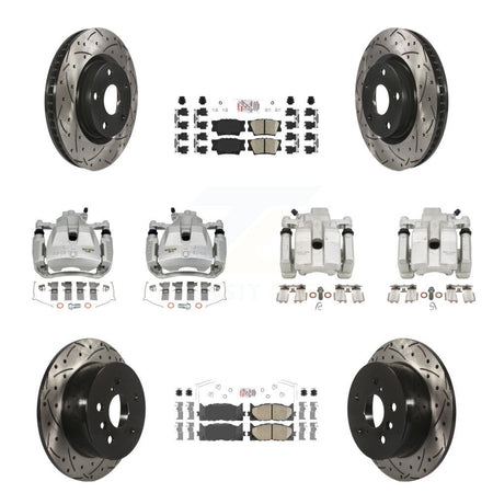 Front Rear Brake Caliper Drill Slot Rotors Ceramic Pad Kit (10Pc) For Toyota Camry Lexus KCD-101200N
