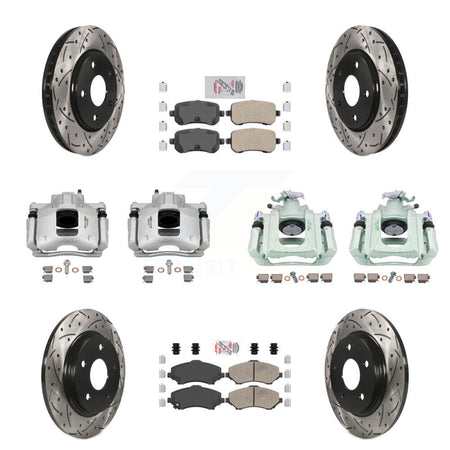 Front Rear Brake Caliper Drill Slot Rotor Ceramic Pad Kit (10Pc) For Dodge Grand Caravan KCD-101213N