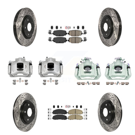 Front Rear Disc Brake Coated Caliper Drill Slot Rotor Ceramic Pad Kit (10Pc) For Ram C/V KCD-101217N