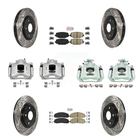 Front Rear Disc Brake Coated Caliper Drill Slot Rotor Ceramic Pad Kit (10Pc) For Ram C/V KCD-101221N