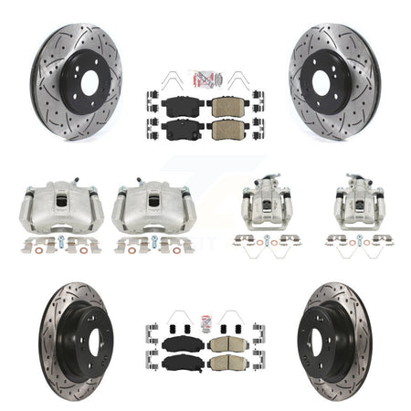 Front Rear Brake Caliper Drill Slot Rotors Ceramic Pad Kit (10Pc) For Honda Accord Acura KCD-101229N