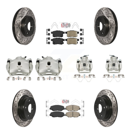 Front Rear Brake Coated Caliper Drill Slot Rotor Ceramic Pad Kit (10Pc) For Honda Accord KCD-101233N