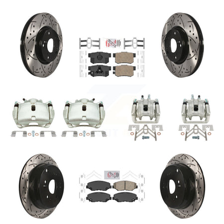 Front Rear Brake Caliper Drill Slotted Rotor Ceramic Pad Kit (10Pc) For 05-06 Honda CR-V KCD-101237N