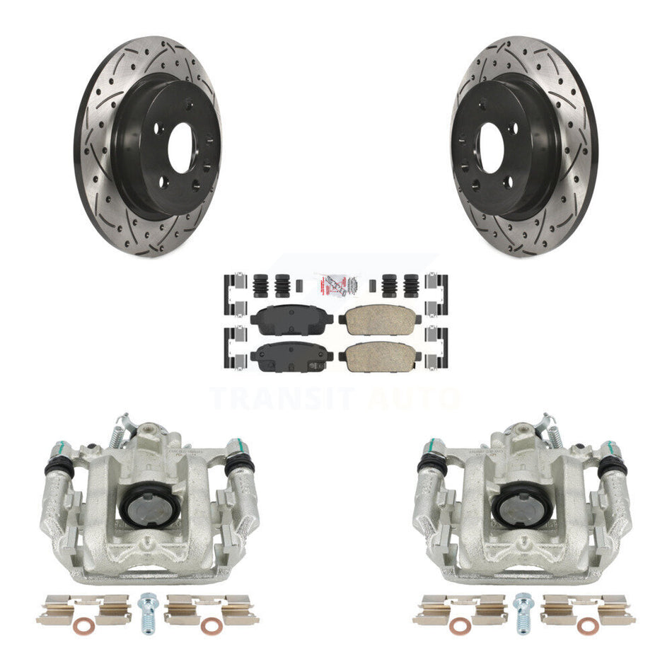 Rear Disc Brake Coated Caliper Drilled Slotted Rotors And Ceramic Pads Kit For Chevrolet Cruze Limited KCD-101281N by Transit Auto