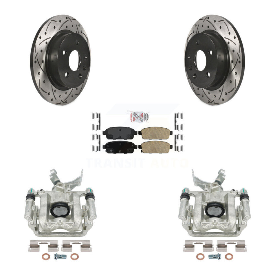 Rear Disc Brake Coated Caliper Drilled Slotted Rotors And Ceramic Pads Kit For Chevrolet Buick Encore Sonic Trax KCD-101286N by Transit Auto