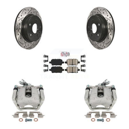 Rear Disc Brake Coated Caliper Drilled Slotted Rotors And Ceramic Pads Kit For 2016 Chevrolet Cruze With 268mm Diameter Rotor KCD-101289N by Transit Auto