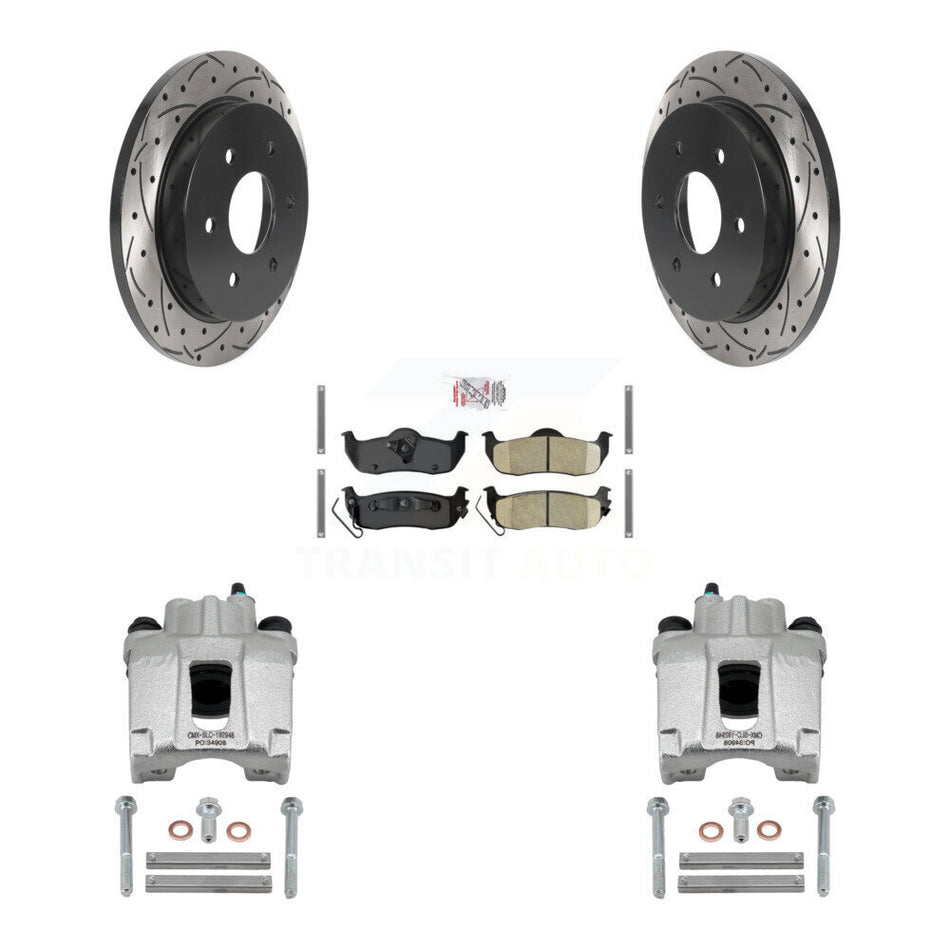 Rear Brake Caliper Drill Slotted Rotors Ceramic Pad Kit For Nissan TITAN Armada INFINITI KCD-101298N