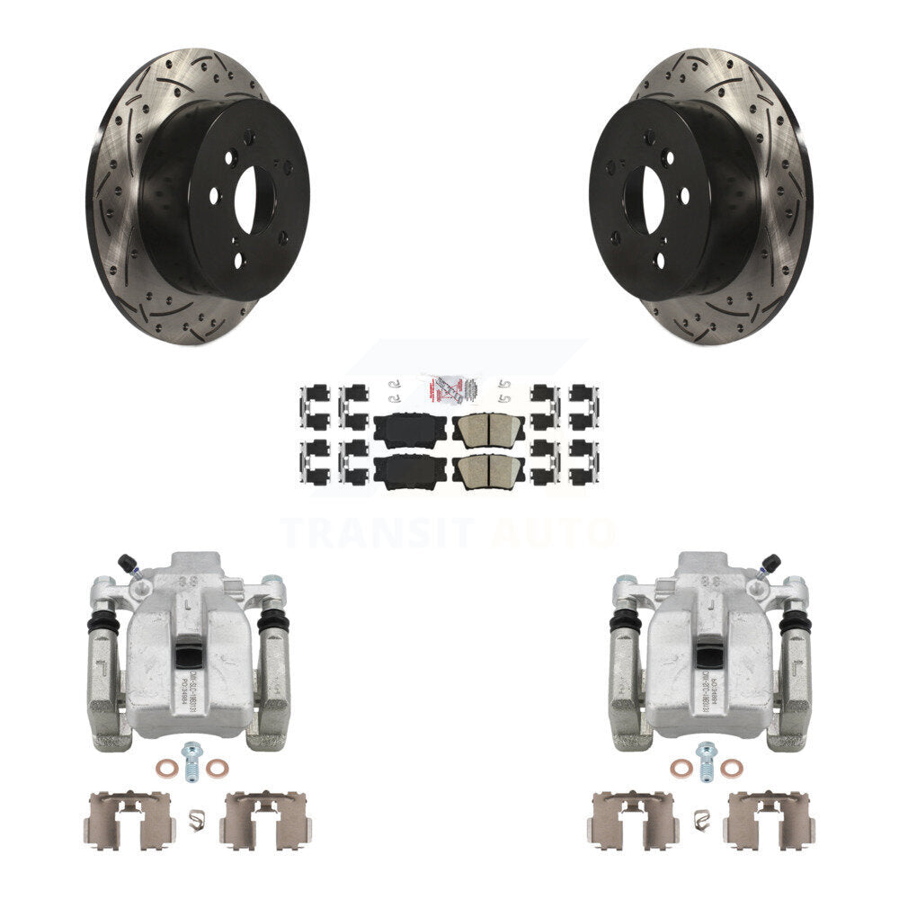Rear Brake Caliper Drill Slot Rotors Ceramic Pad Kit For Toyota Camry Lexus ES350 Avalon KCD-101300N