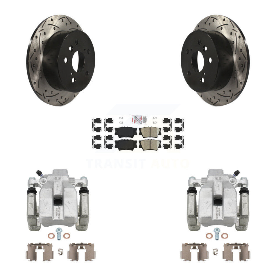 Rear Brake Caliper Drill Slot Rotors Ceramic Pad Kit For Toyota Camry Lexus ES350 Avalon KCD-101300N
