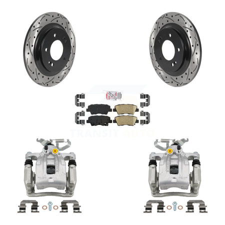 Rear Brake Coated Caliper Drill Slotted Rotor Ceramic Pad Kit For Hyundai Ioniq Kia Niro KCD-101303N