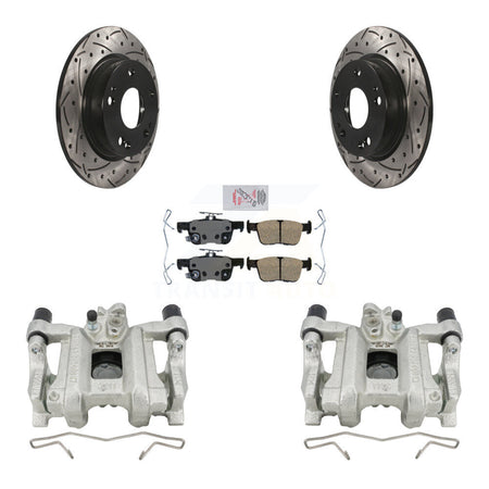 Rear Disc Brake Coated Caliper Drill Slot Rotors Ceramic Pad Kit For Honda Civic Insight KCD-101322N