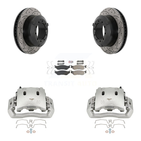 Rear Brake Caliper Drill Slot Rotors Semi-Metallic Pad Kit For Ford F-450 Super Duty LCF KCD-101336N