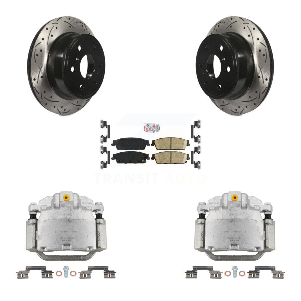 Rear Brake Caliper Drill Slot Rotors Ceramic Pad Kit For Chevrolet GMC Sierra 1500 Tahoe KCD-101342N