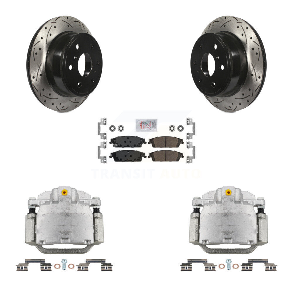 Rear Brake Caliper Drill Slot Rotors Semi-Metallic Pad Kit For GMC Chevrolet Sierra 1500 KCD-101344N