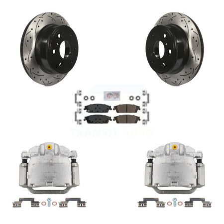 Rear Brake Caliper Drill Slot Rotors Semi-Metallic Pad Kit For GMC Chevrolet Sierra 1500 KCD-101344N