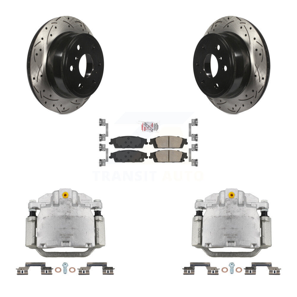 Rear Brake Caliper Drill Slot Rotors Ceramic Pad Kit For GMC Chevrolet Sierra 1500 Tahoe KCD-101345N