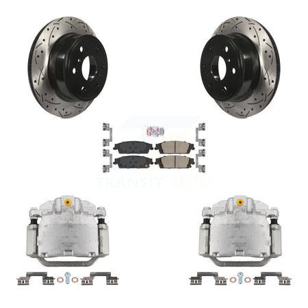Rear Brake Caliper Drill Slot Rotors Ceramic Pad Kit For GMC Chevrolet Sierra 1500 Tahoe KCD-101345N