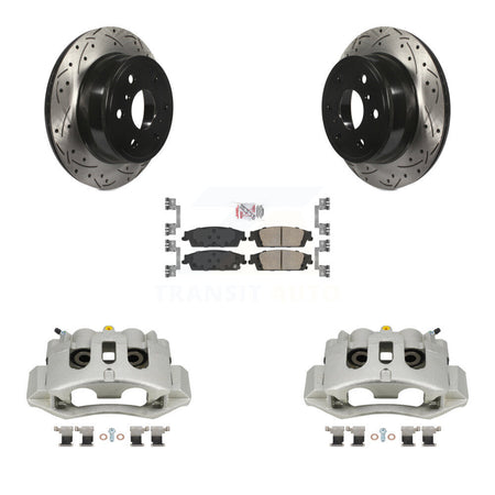 Rear Brake Coated Caliper Drill Slotted Rotors Ceramic Pad Kit For Chevrolet Suburban HD KCD-101348N