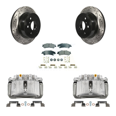 Rear Brake Caliper Drill Slotted Rotor Semi-Metallic Pad Kit For GMC Sierra 1500 Classic KCD-101350N