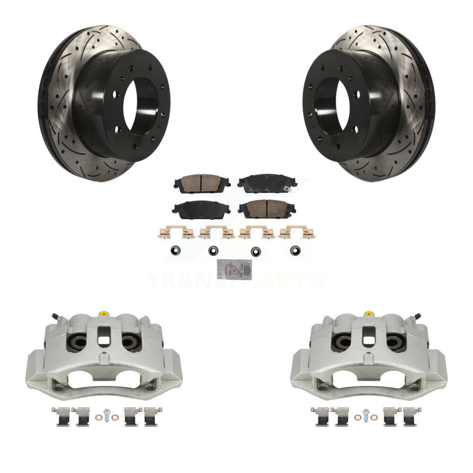Rear Brake Caliper Drill Slot Rotors Ceramic Pad Kit For 2017-2019 Chevrolet Suburban HD KCD-101355N