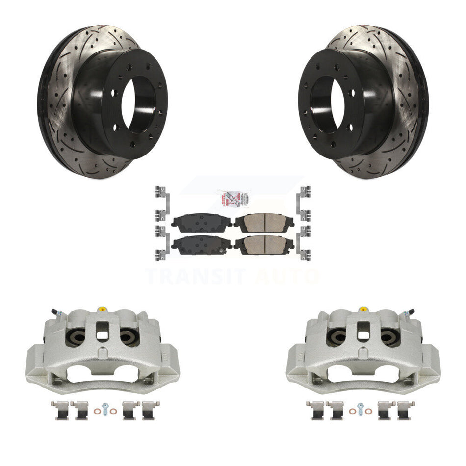 Rear Brake Caliper Drill Slot Rotors Ceramic Pad Kit For 2017-2019 Chevrolet Suburban HD KCD-101357N