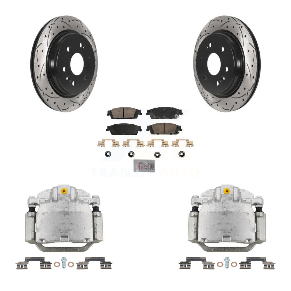 Rear Brake Caliper Drill Slot Rotors Ceramic Pad Kit For Chevrolet Silverado 1500 LD GMC KCD-101358N