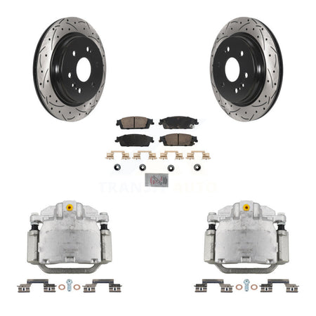 Rear Brake Caliper Drill Slot Rotors Ceramic Pad Kit For Chevrolet Silverado 1500 LD GMC KCD-101358N