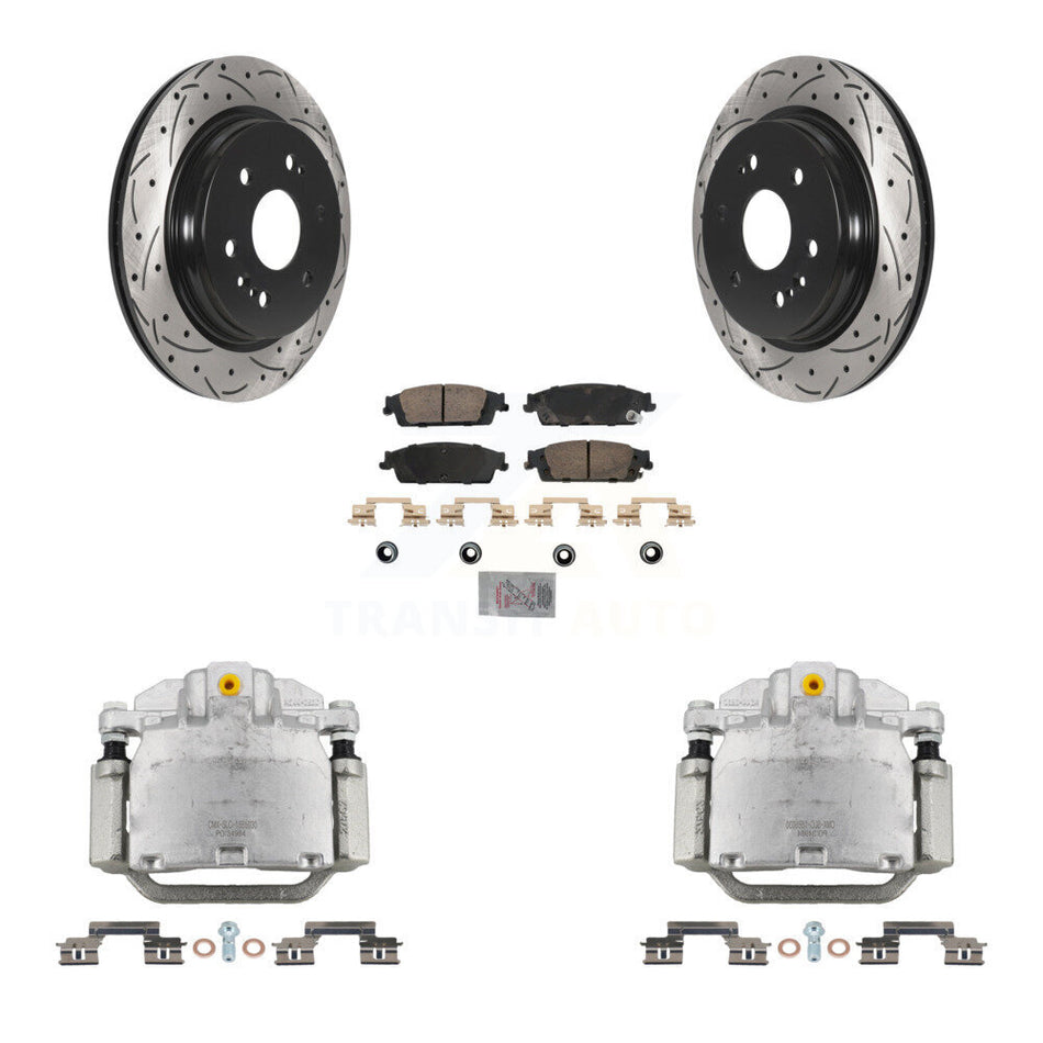 Rear Brake Caliper Drill Slot Rotors Ceramic Pad Kit For Chevrolet Silverado 1500 LD GMC KCD-101358N
