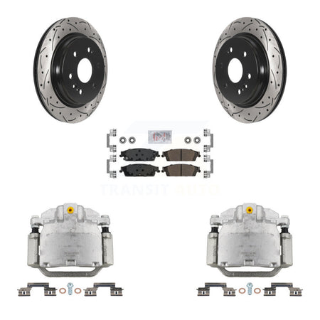 Rear Brake Caliper Drilled Slot Rotor Semi-Metallic Pad Kit For Chevrolet Silverado 1500 KCD-101359N