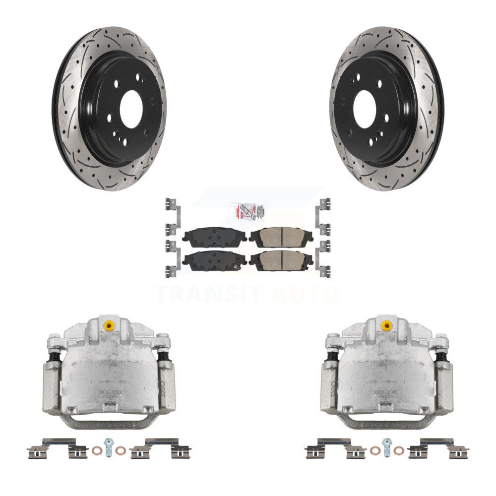 Rear Brake Caliper Drill Slot Rotors Ceramic Pad Kit For Chevrolet Silverado 1500 LD GMC KCD-101360N