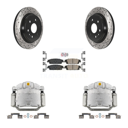 Rear Brake Caliper Drill Slot Rotors Ceramic Pad Kit For Chevrolet Silverado 1500 LD GMC KCD-101360N