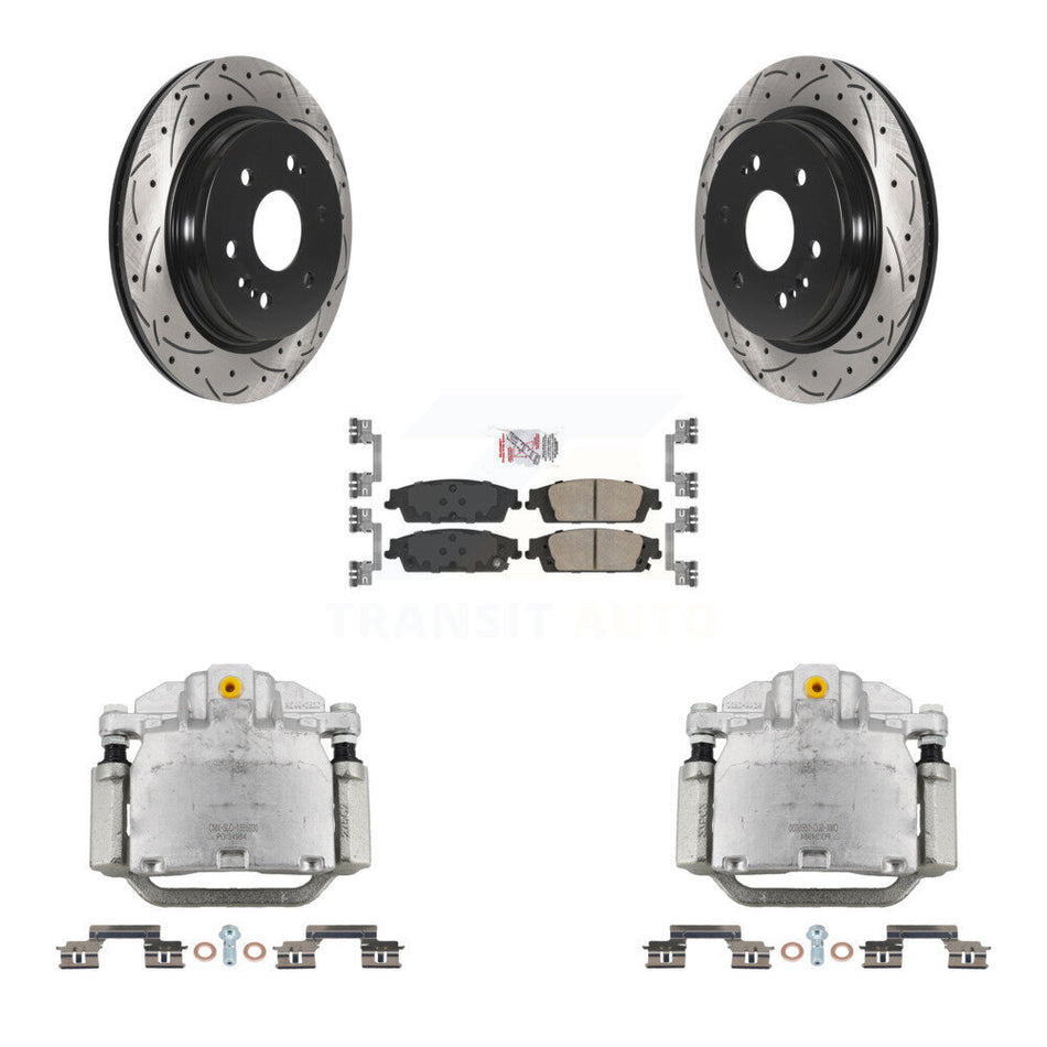 Rear Brake Caliper Drill Slot Rotors Ceramic Pad Kit For Chevrolet Silverado 1500 LD GMC KCD-101360N