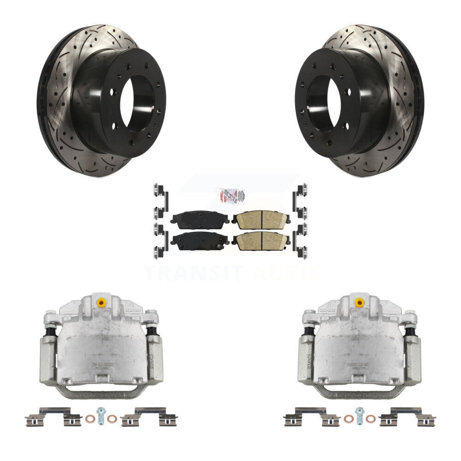 Rear Brake Caliper Drill Slot Rotors Ceramic Pad Kit For Chevrolet Silverado 1500 Hybrid KCD-101362N