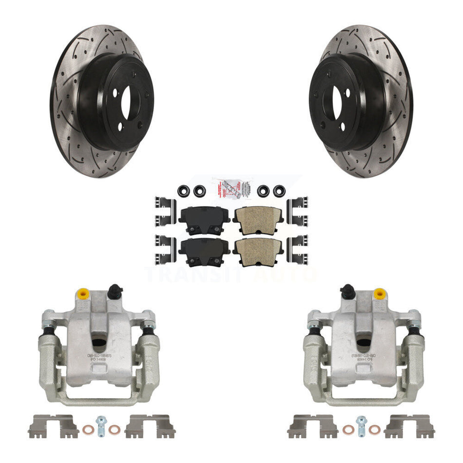 Rear Brake Coat Caliper Drill Slot Rotors Ceramic Pad Kit For Dodge Chrysler 300 Charger KCD-101363N