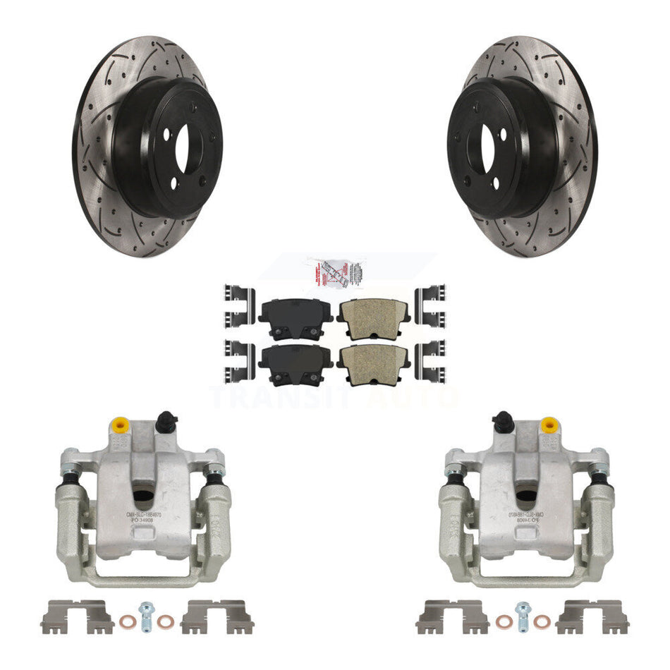 Rear Brake Coat Caliper Drill Slot Rotors Ceramic Pad Kit For Dodge Chrysler 300 Charger KCD-101364N