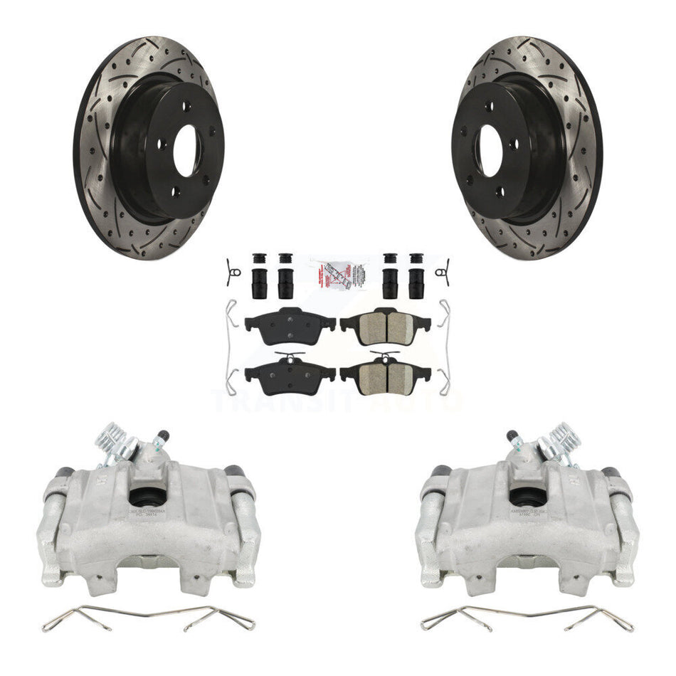 Rear Disc Brake Coated Caliper Drill Slotted Rotor Ceramic Pad Kit For Ford Escape C-Max KCD-101369N