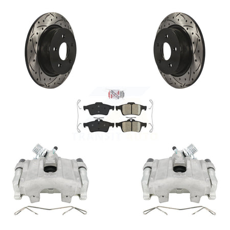 Rear Disc Brake Coated Caliper Drill Slotted Rotor Ceramic Pad Kit For Ford Escape C-Max KCD-101370N