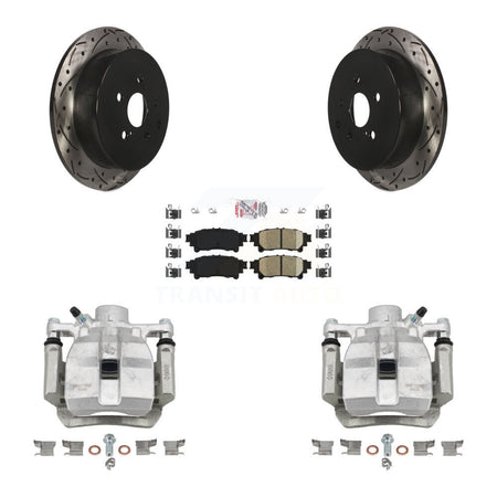 Rear Brake Caliper Drill Slot Rotor Ceramic Pad Kit For Toyota Sienna Lexus RX350 RX450h KCD-101373N