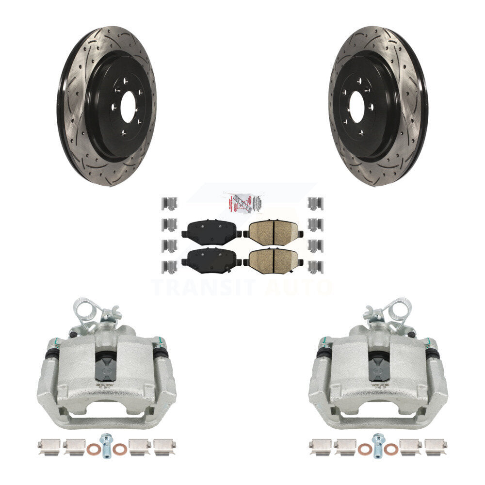 Rear Brake Caliper Drill Slot Rotor Ceramic Pad Kit For Ford Explorer Flex Taurus Police KCD-101385N