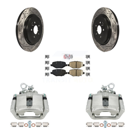 Rear Brake Caliper Drill Slot Rotor Ceramic Pad Kit For Ford Explorer Flex Taurus Police KCD-101385N