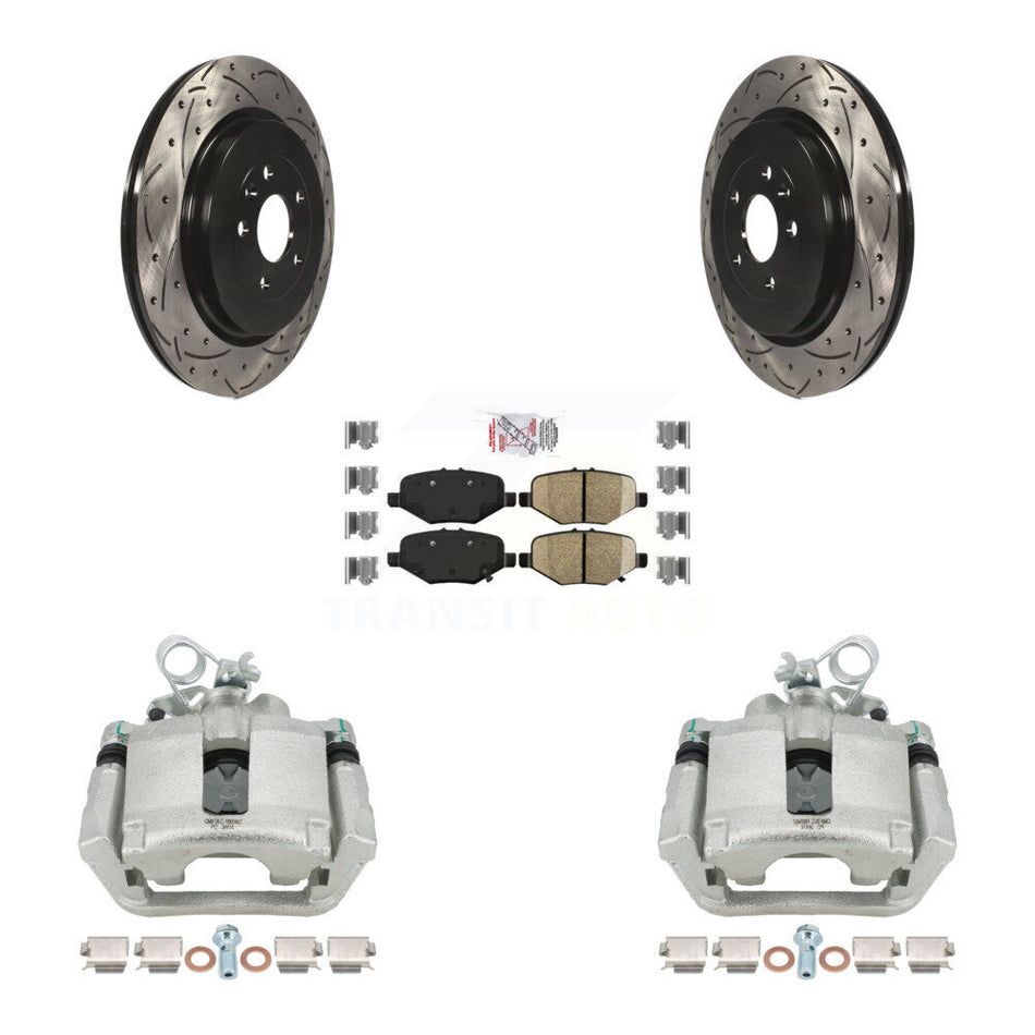 Rear Brake Caliper Drill Slot Rotor Ceramic Pad Kit For Ford Explorer Flex Taurus Police KCD-101385N