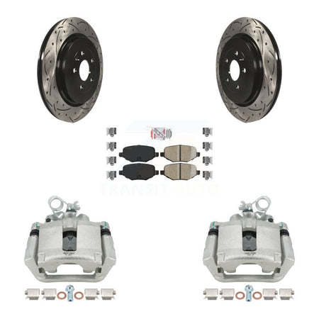 Rear Brake Caliper Drill Slot Rotor Ceramic Pad Kit For Ford Explorer Police Interceptor KCD-101393N